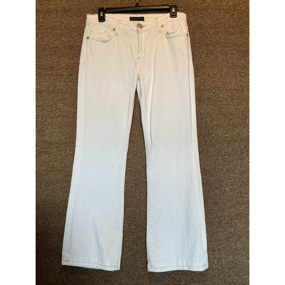Immortality Diana‎ Taleshi Cream Ivory Jeans USA MADE 30x29 Tan Accents Bootcut